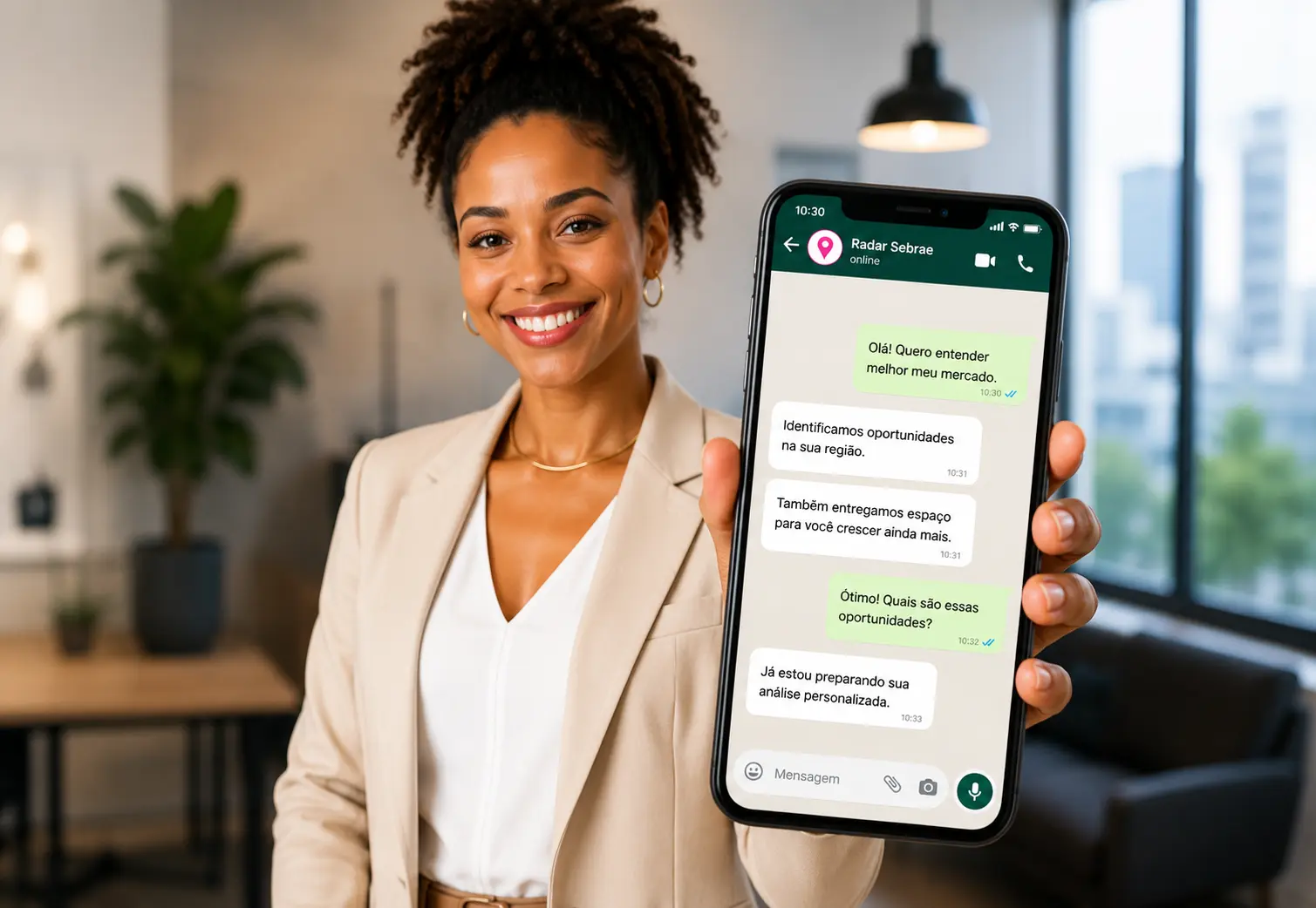 Empreendedora usando o Radar Sebrae